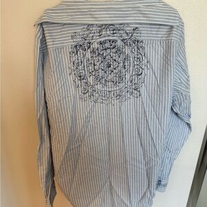 Red Brand Blue Striped Cotton Shirt Nautical Printed Design Stripes Ocean XL